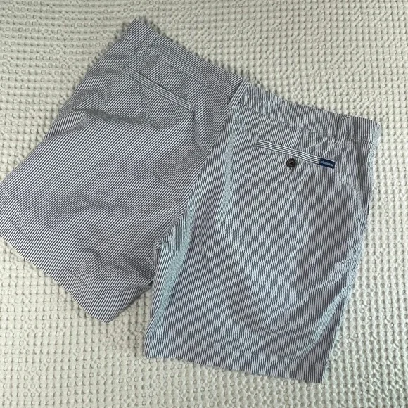 Chubbies Seersucker Shorts Mens 36 Blue White Striped Nautical 6in Inseam - Picture 2 of 6
